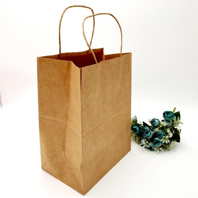 Bolsa de embalaje de papel Kraft Bolsa de regalo de artesanía de compras Bolsa biodegradable con mango retorcido 0