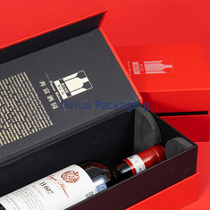 Caja de regalo roja de encargo impresa oro caliente de encargo del paquete del vino blanco de la caja de papel para la entrega
