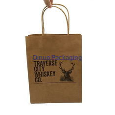 Bolsa de compras de papel Kraft marrón personalizada Bolsas de regalo de papel reciclable con asas