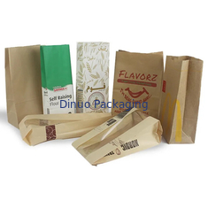 Tamaño personalizado de alimentos de fondo plano fina bolsa de papel de pan Kraft sin mango con logotipo
