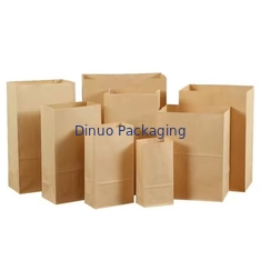 Tamaño personalizado Bolsas de papel Kraft marrón desechables para pan, sándwich Bolsa de papel de comida con fondo plano