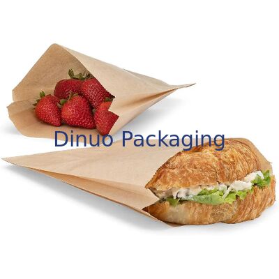 Bolsas de papel kraft ecológicas para alimentos, a prueba de grasa, desechables, con parte superior abierta, para bocadillos, panadería, sándwiches, frutas, catering y comida para llevar