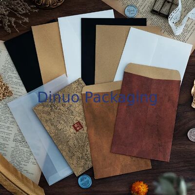 Envase de papel Kraft para escribir cartas de invitación Embalaje de tarjetas regalo