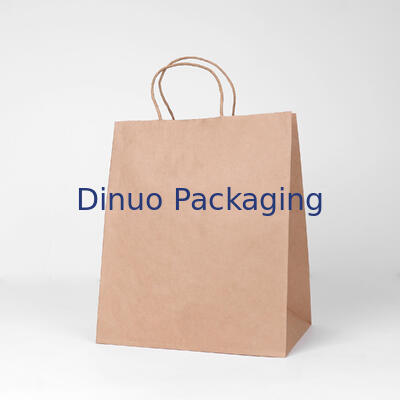 Recyclable Custom Brown and White Eco Kraft Handle Paper Bags