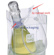 Bolsos de empaquetado claros no tóxicos del PVC, bolsa de empaquetado del cubo de hielo del vino con la manija