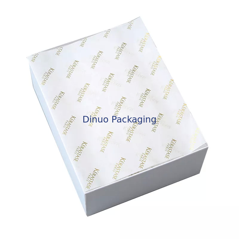 Envoltura de papel tisú de metal blanco y dorado de marca para bolso de mujer/joyería