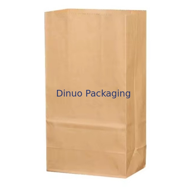 Tamaño personalizado Bolsas de papel Kraft marrón desechables para pan, sándwich Bolsa de papel de comida con fondo plano