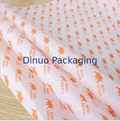 Envoltura de papel tisú impresa personalizada con logotipo naranja para regalo facial de guirnalda de boda de flores