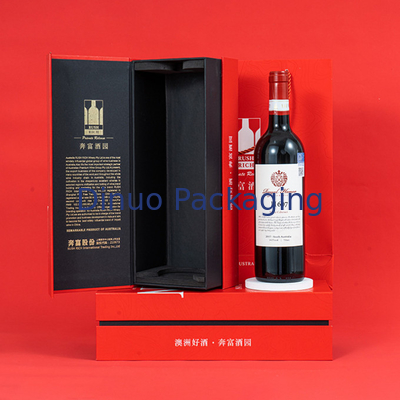 Caja de regalo roja de encargo impresa oro caliente de encargo del paquete del vino blanco de la caja de papel para la entrega