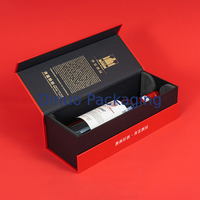 Caja de regalo roja de encargo impresa oro caliente de encargo del paquete del vino blanco de la caja de papel para la entrega