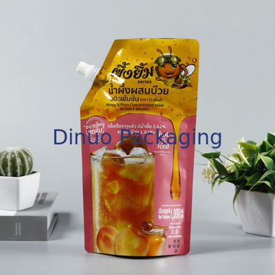 Bolsa plástica biodegradable de encargo Straw Fruits Juice Pouch Bag del canalón del papel de aluminio