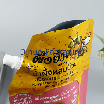 Bolsa plástica biodegradable de encargo Straw Fruits Juice Pouch Bag del canalón del papel de aluminio