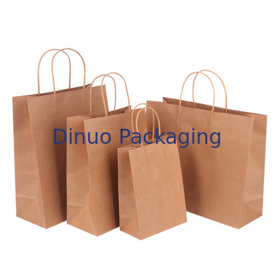 Bolso de encargo de Brown Logo Gift Shopping Kraft Paper con el bolso de la entrega del café de la manija