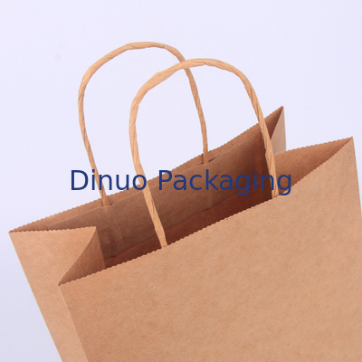 Bolso de encargo de Brown Logo Gift Shopping Kraft Paper con el bolso de la entrega del café de la manija