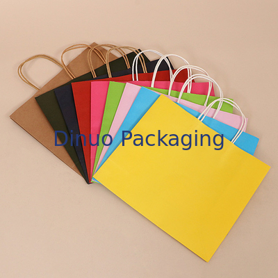 Bolso de empaquetado del regalo de encargo de Logo Printing Reusable Kraft Paper con la manija