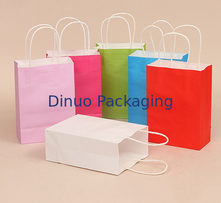 Bolso de empaquetado del regalo de encargo de Logo Printing Reusable Kraft Paper con la manija