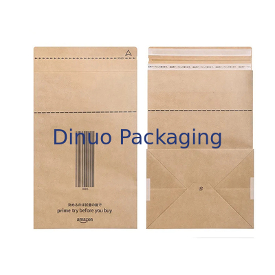 Bolso inferior plano de encargo de Logo Printing Biodegradable Kraft Paper para el envío del paquete