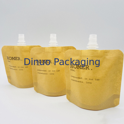 Soporte de la aduana encima de la bolsa líquida cosmética biodegradable del canalón del repuesto de Kraft del bolso