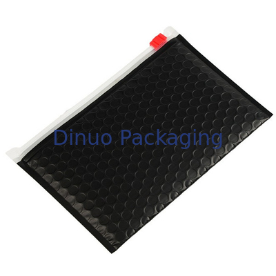 Mailer negro Bolsa con cremallera Bolsa de embalaje de burbujas Bolsa poli con logotipo personal personalizado