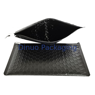 Mailer negro Bolsa con cremallera Bolsa de embalaje de burbujas Bolsa poli con logotipo personal personalizado