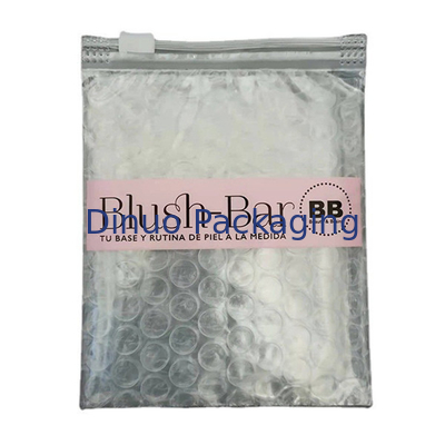 Resistencia a los golpes reutilizable PVC transparente con cierre de cremallera Bolsa de burbujas con cremallera maquillaje personalizado Embalaje cosmético