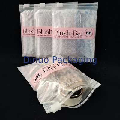 Resistencia a los golpes reutilizable PVC transparente con cierre de cremallera Bolsa de burbujas con cremallera maquillaje personalizado Embalaje cosmético