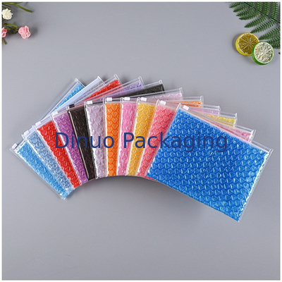 Bolboreta de plástico de PVC personalizada con cerradura de cremallera, maquillaje cosmético con cremallera, mailer de burbujas