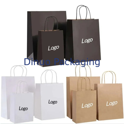 Compras reciclables Bolsas de papel marrón Kraft Bolsas de papel de mano plana Embalaje de alimentos Bolsas para llevar