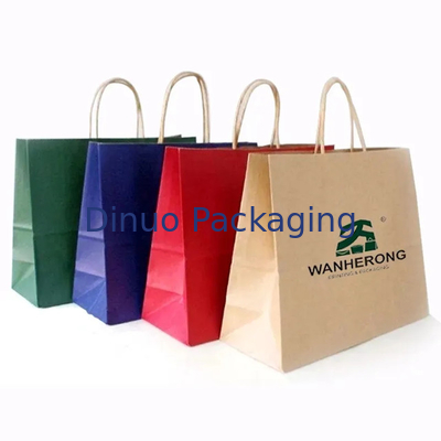 Compras reciclables Bolsas de papel marrón Kraft Bolsas de papel de mano plana Embalaje de alimentos Bolsas para llevar