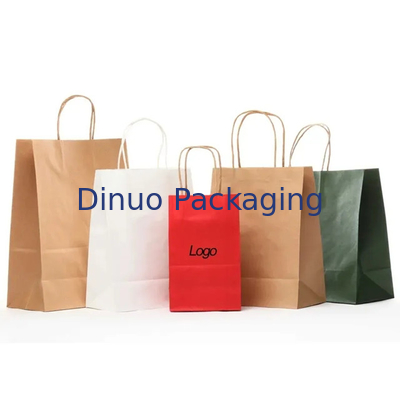 Compras reciclables Bolsas de papel marrón Kraft Bolsas de papel de mano plana Embalaje de alimentos Bolsas para llevar