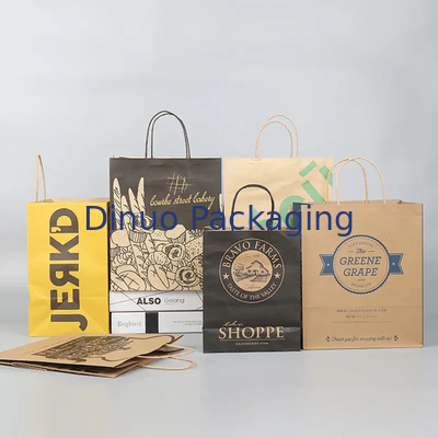 Bolsa de papel Kraft de compras personalizada con mango Bolsa de comida rápida para llevar