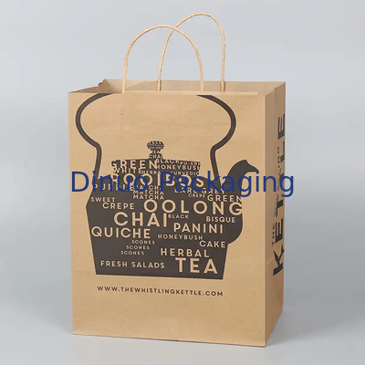 Bolsa de papel Kraft de compras personalizada con mango Bolsa de comida rápida para llevar