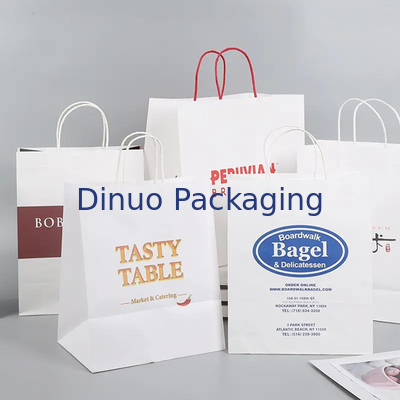 Bolsa de papel Kraft de compras personalizada con mango Bolsa de comida rápida para llevar