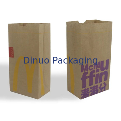Tamaño personalizado de alimentos de fondo plano fina bolsa de papel de pan Kraft sin mango con logotipo