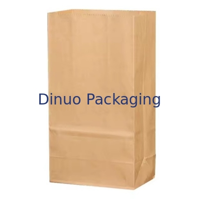 Tamaño personalizado Bolsas de papel Kraft marrón desechables para pan, sándwich Bolsa de papel de comida con fondo plano
