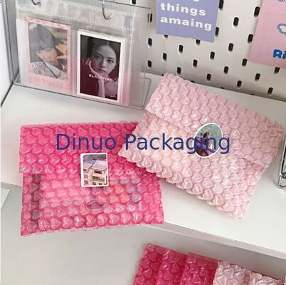 Bolsa de correo de burbuja rosa en forma de corazón impermeable a las lágrimas resistente a las lágrimas Bolsas de amor de envoltura para embalaje de regalos