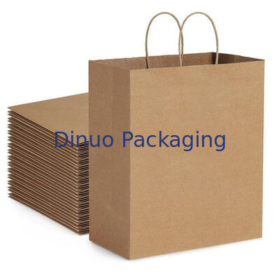 Recyclable Custom Brown and White Eco Kraft Handle Paper Bags