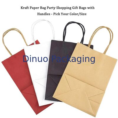 Recyclable Custom Brown and White Eco Kraft Handle Paper Bags