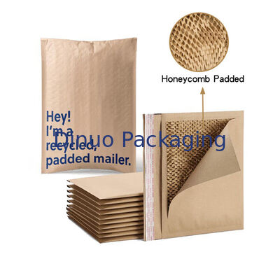 Envase de papel kraft compostable personalizado, reciclable, 100% biodegradable, con panal de miel, embalaje de envío, bolsas de correo