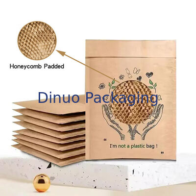 Envase de papel kraft compostable personalizado, reciclable, 100% biodegradable, con panal de miel, embalaje de envío, bolsas de correo
