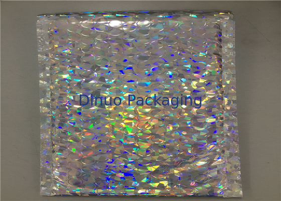 Prenda impermeable rellenada anuncios publicitarios coloreada olográfica de los bolsos del paquete del plástico de burbujas