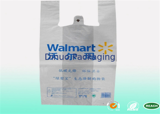 Bolsos de compras plásticos impresos con las manijas, bolsos de compras biodegradables reciclados