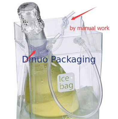 Bolsos de empaquetado claros no tóxicos del PVC, bolsa de empaquetado del cubo de hielo del vino con la manija