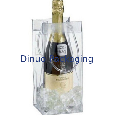 Bolsos de empaquetado del PVC de la aduana, bolso de hielo del refrigerador del plástico transparente para el embalaje del vino