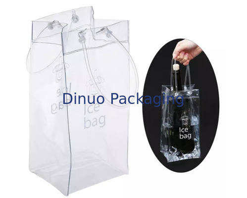 Bolsos de empaquetado del PVC de la manija de la secuencia de la seguridad, bolsos plásticos reutilizables del refrigerador de vino