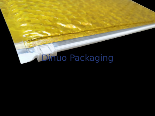 Bolso expreso de encargo de la burbuja metálica del papel de aluminio de la cremallera del color oro A4 de Rose del logotipo y de la impresión