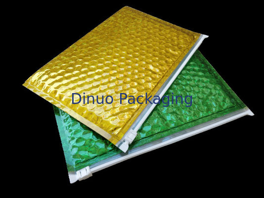Bolso expreso de encargo de la burbuja metálica del papel de aluminio de la cremallera del color oro A4 de Rose del logotipo y de la impresión