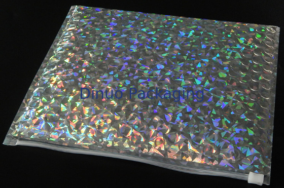 anuncios publicitarios olográficos brillantes del sobre de la burbuja de 220x160m m con el bolso cosmético del segundito de la burbuja de la cremallera