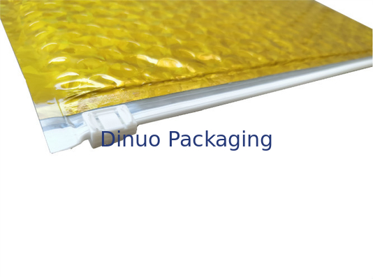 Bolso expreso de encargo de la burbuja metálica del papel de aluminio de la cremallera del color oro A4 de Rose del logotipo y de la impresión