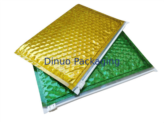 Bolso expreso de encargo de la burbuja metálica del papel de aluminio de la cremallera del color oro A4 de Rose del logotipo y de la impresión